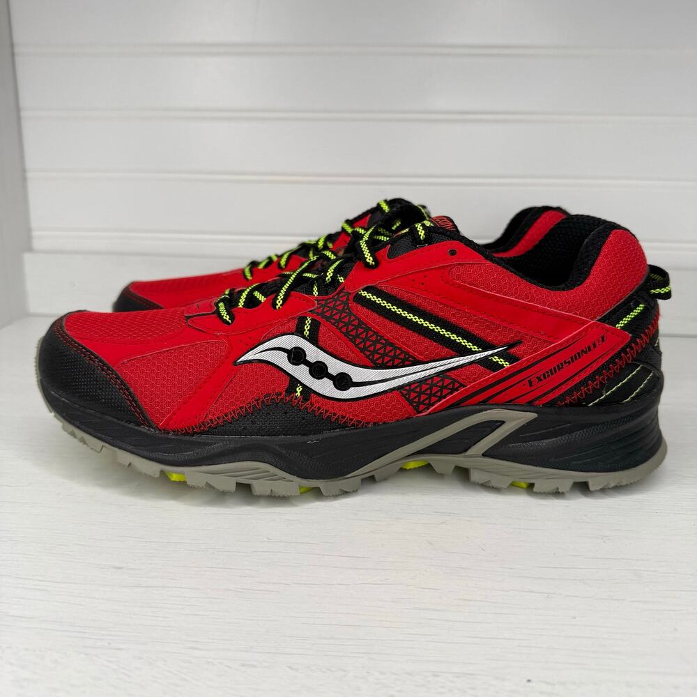 NIB Saucony Grid Excursion TR7 Trail Running Shoe Red Black Men 9.5 25170-3